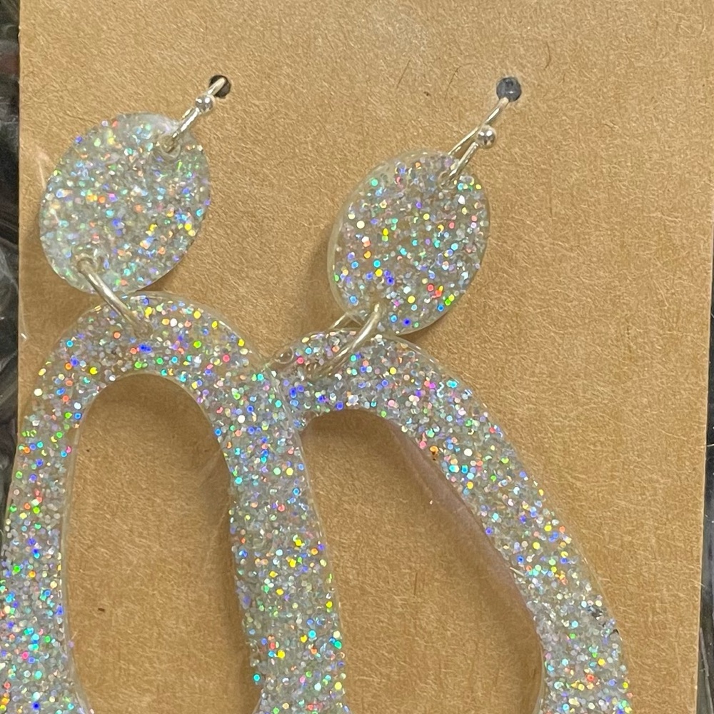 Sparkling Silver Glitter Earrings